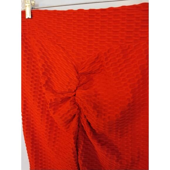 Unbranded Red Waffle Skinny Leggings Size XL Scrunch Butt Squat Proof - Picture 4 of 7